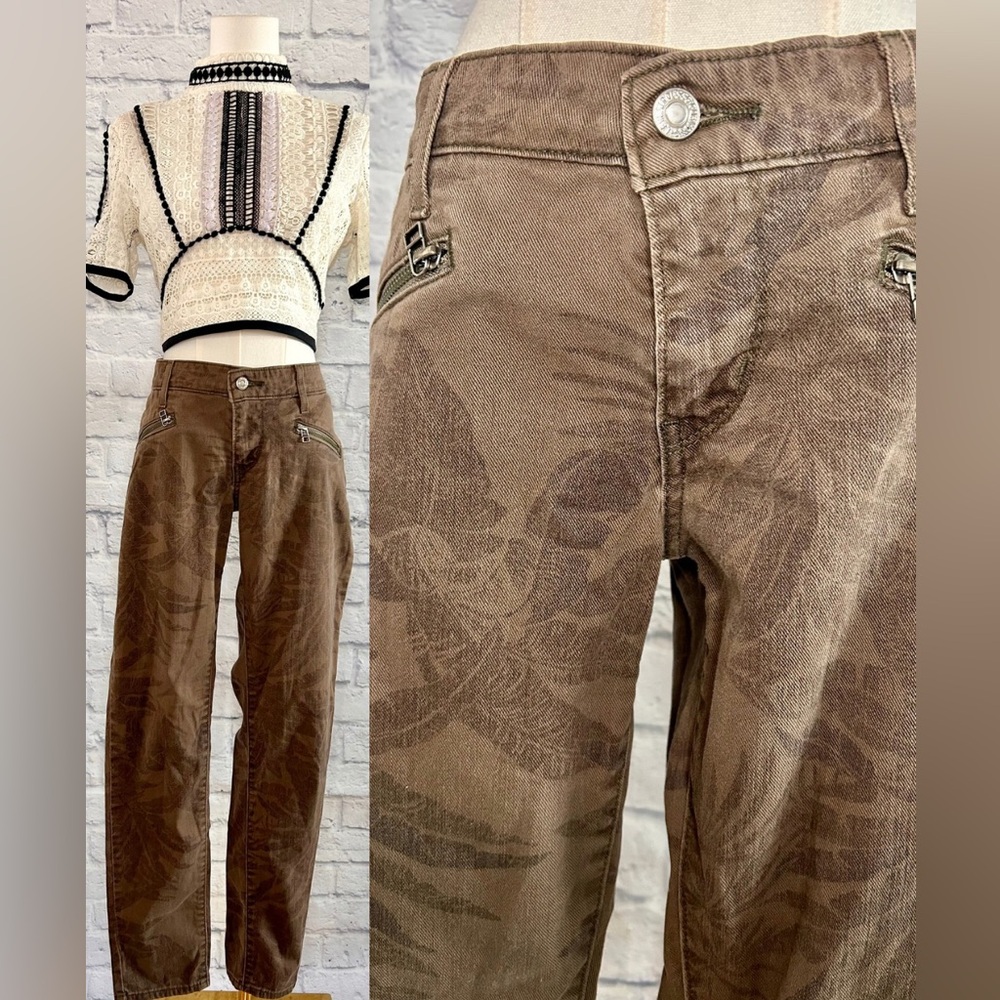 Levi’s Leaf Print 711 Skinny Denim Jeans RARE Light Brown Low Rise Slim Fit